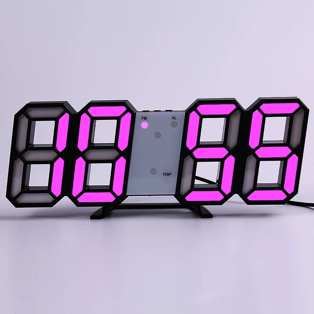 LED Digital Wall Clock Alarm Date Temperature Automatic Backlight Table Desktop Home Decoration Stand Hang Clocks