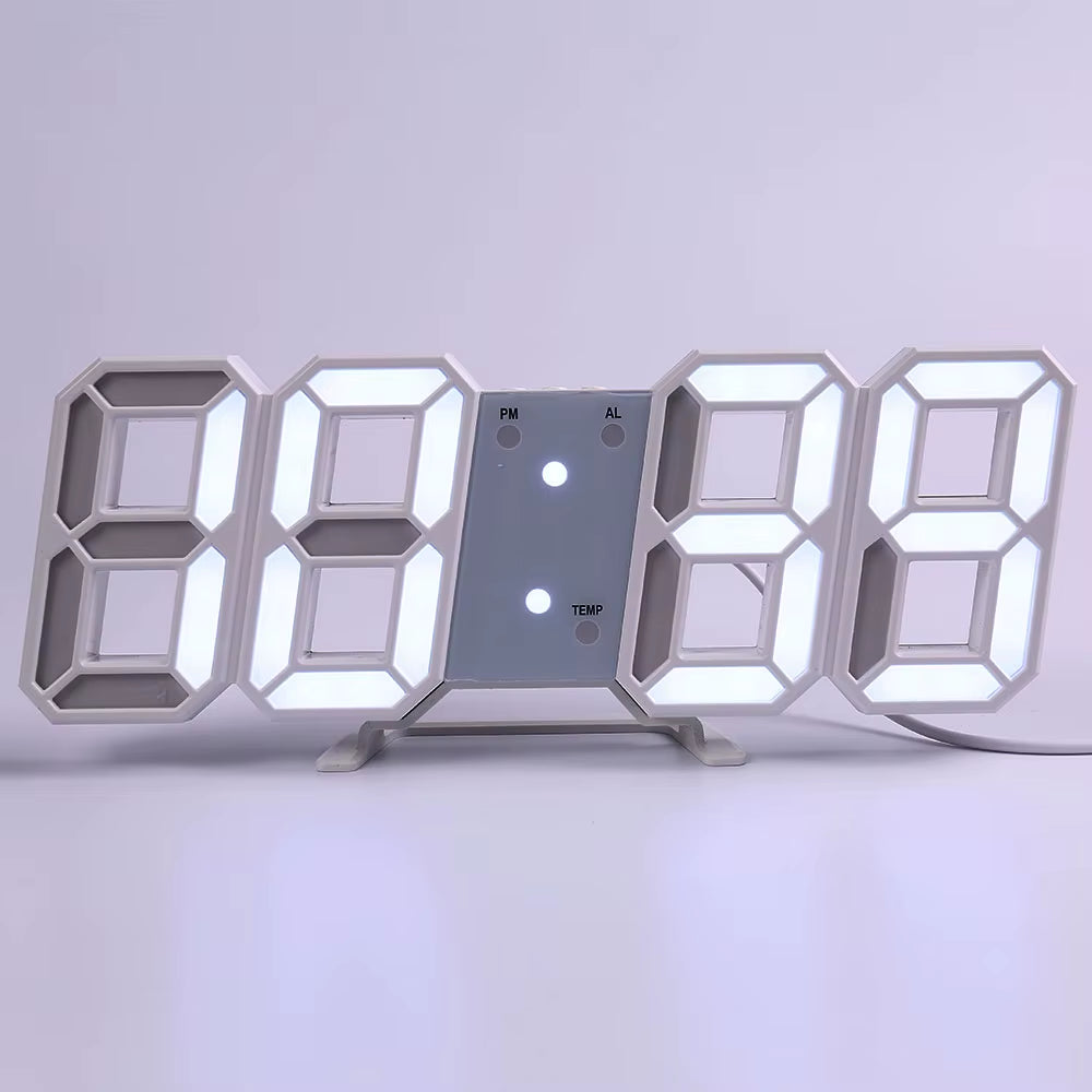 LED Digital Wall Clock Alarm Date Temperature Automatic Backlight Table Desktop Home Decoration Stand Hang Clocks